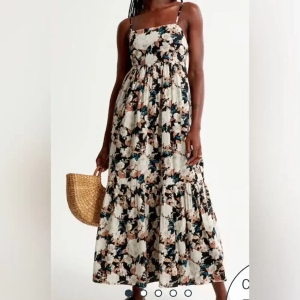 Abercrombie & Fitch Maxi dress XS Babydoll‎ floral cottagecore strappy cotton
